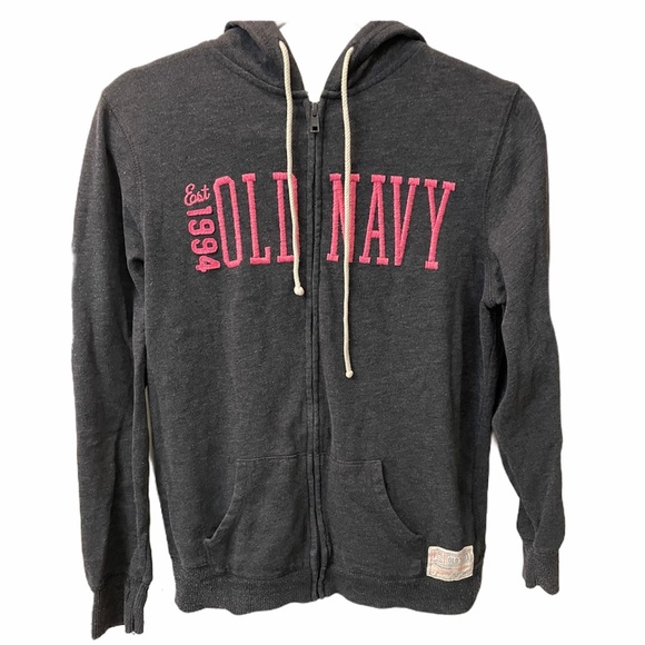 Old navy gray logo jacket hoodie - Picture 1 of 3